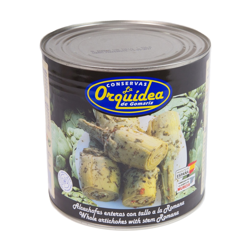 Alcachofas con Tallo a la Romana 18-24 frutos — 3 latas de 2500 g